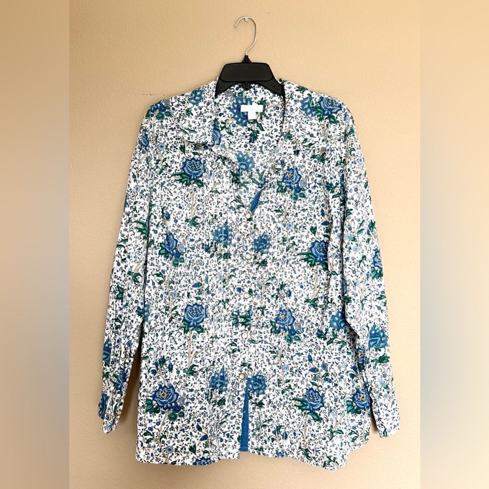 Charter Club Floral Print Button Down Top